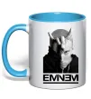 Чашка с цветной ручкой Eminem чорно-білий Голубой фото