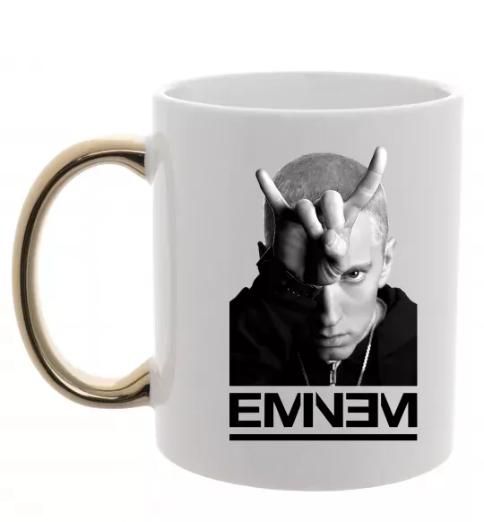Чашка с цветной ручкой Eminem чорно-білий Золото фото