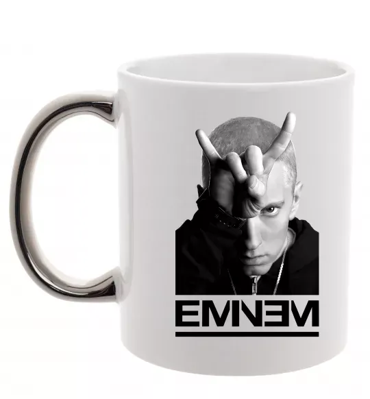 Чашка с цветной ручкой Eminem чорно-білий Серебро фото