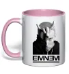 Чашка с цветной ручкой Eminem чорно-білий Нежно розовый фото