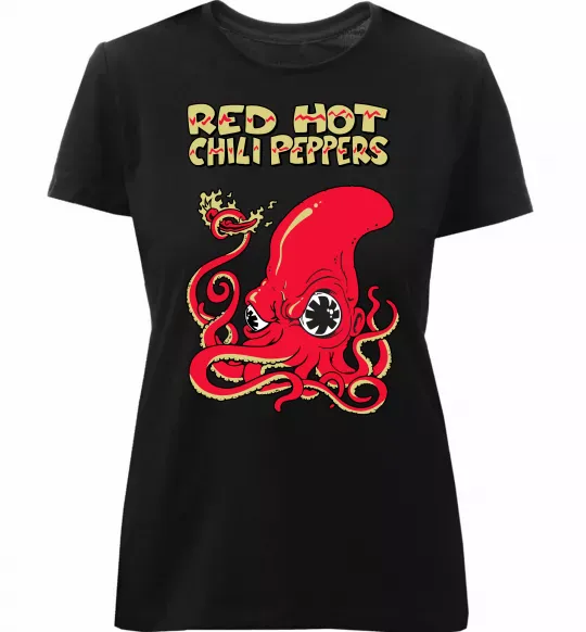 Жіноча преміум футболка Red Hot Chili Peppers octopus Чорний фото
