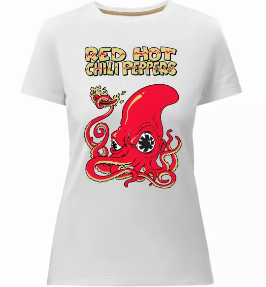 Жіноча преміум футболка Red Hot Chili Peppers octopus Білий фото
