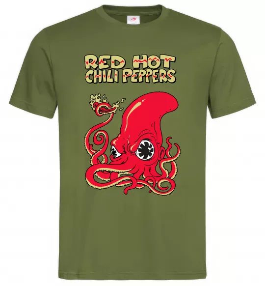 Мужская футболка Red Hot Chili Peppers octopus Оливковый фото