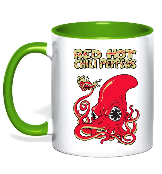 Чашка с цветной ручкой Red Hot Chili Peppers octopus Лаймовый фото