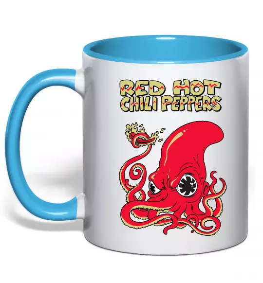 Чашка с цветной ручкой Red Hot Chili Peppers octopus Голубой фото