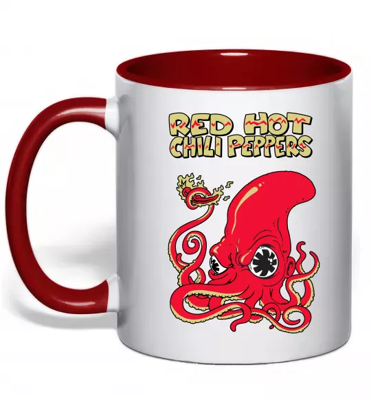 Чашка с цветной ручкой Red Hot Chili Peppers octopus Красный фото