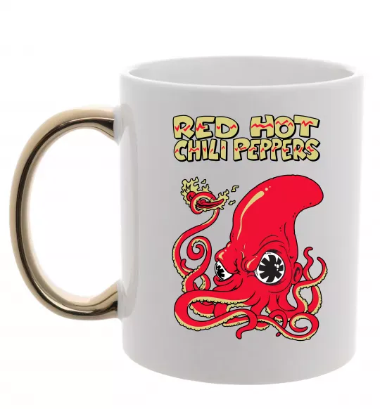 Чашка с цветной ручкой Red Hot Chili Peppers octopus Золото фото