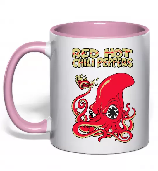 Чашка с цветной ручкой Red Hot Chili Peppers octopus Нежно розовый фото