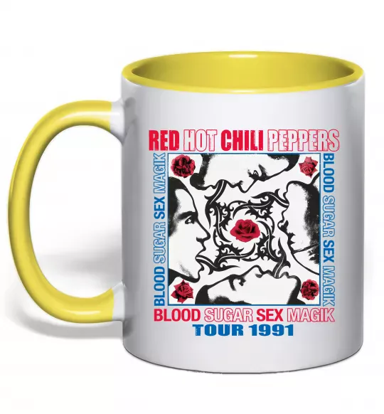 Чашка с цветной ручкой Blood sugar sex magik Солнечно желтый фото