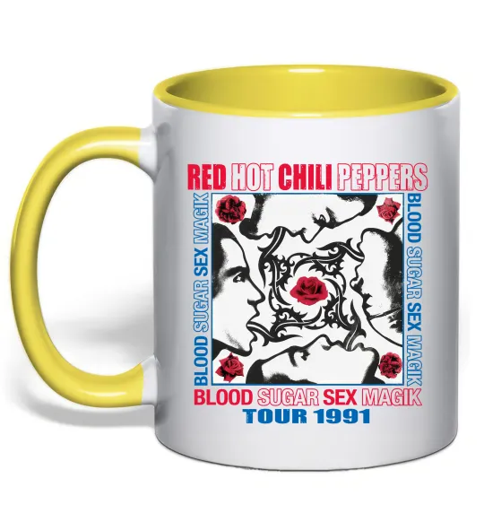 Чашка з кольоровою ручкою Blood sugar sex magik Лимонний фото