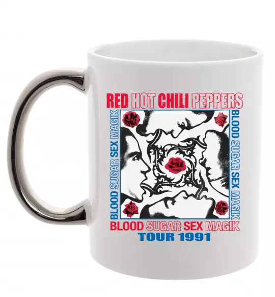 Чашка с цветной ручкой Blood sugar sex magik Серебро фото