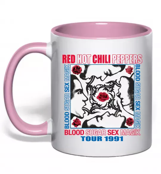 Чашка с цветной ручкой Blood sugar sex magik Нежно розовый фото