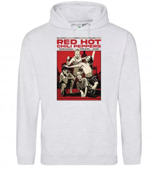 Чоловіча толстовка (худі) RHCP 1991 tour Сірий меланж фото