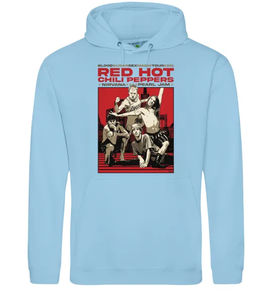 Мужская толстовка (худи) RHCP 1991 tour Голубой фото