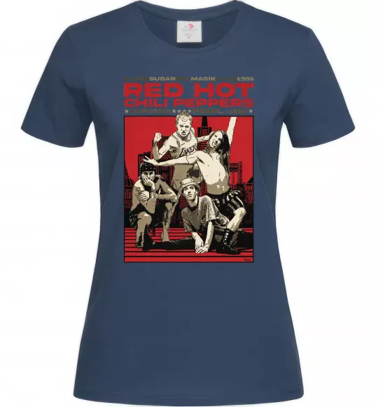 Женская футболка RHCP 1991 tour Темно-синий фото