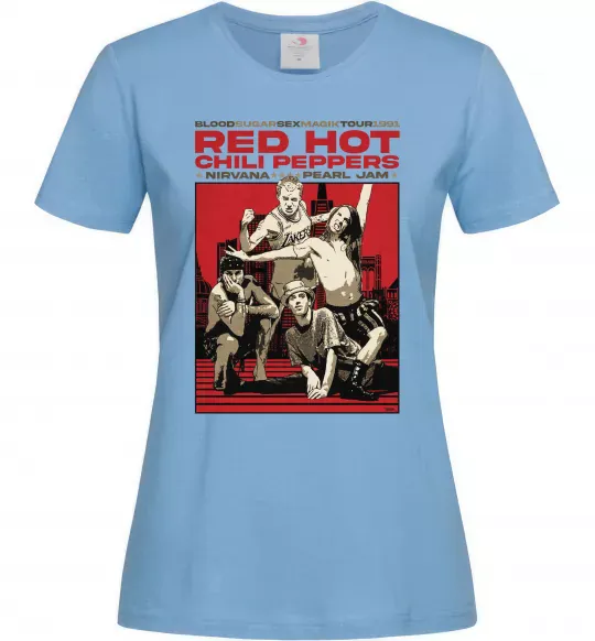 Женская футболка RHCP 1991 tour Голубой фото