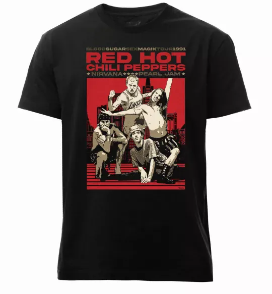 Мужская премиум футболка RHCP 1991 tour Черный фото