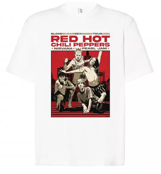 Футболка Оверсайз RHCP 1991 tour Білий фото