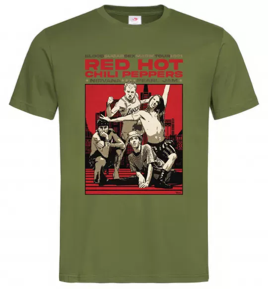 Мужская футболка RHCP 1991 tour Оливковый фото