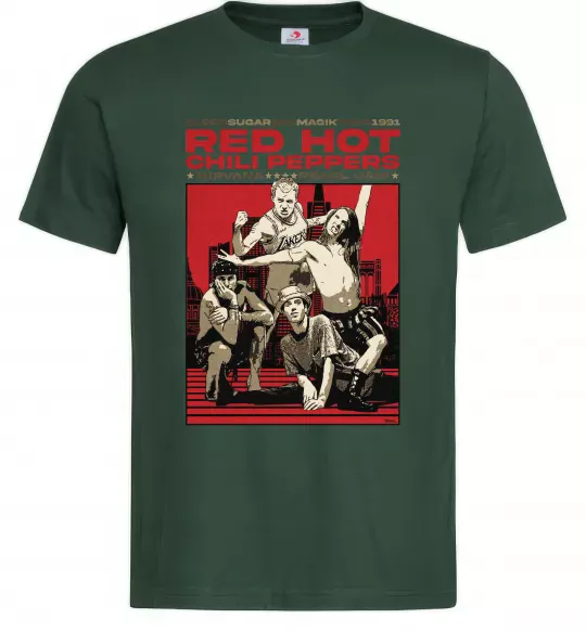 Мужская футболка RHCP 1991 tour Темно-зеленый фото