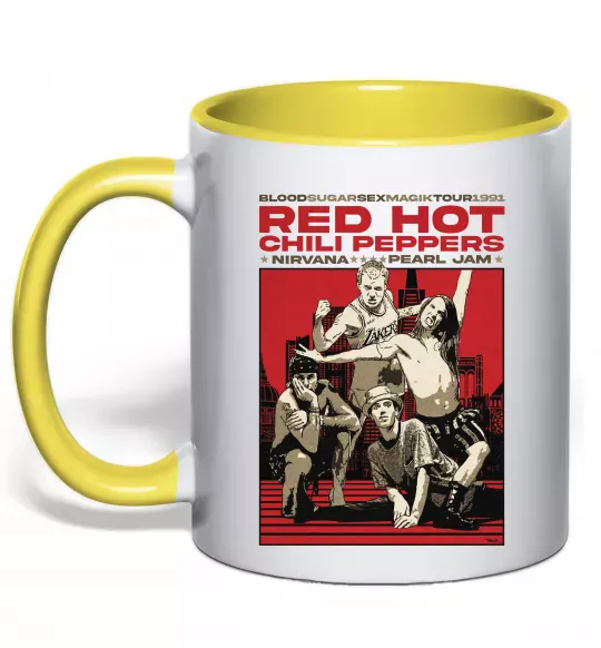 Чашка с цветной ручкой RHCP 1991 tour Солнечно желтый фото