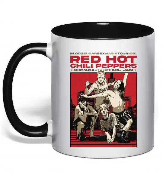 Чашка с цветной ручкой RHCP 1991 tour Черный фото