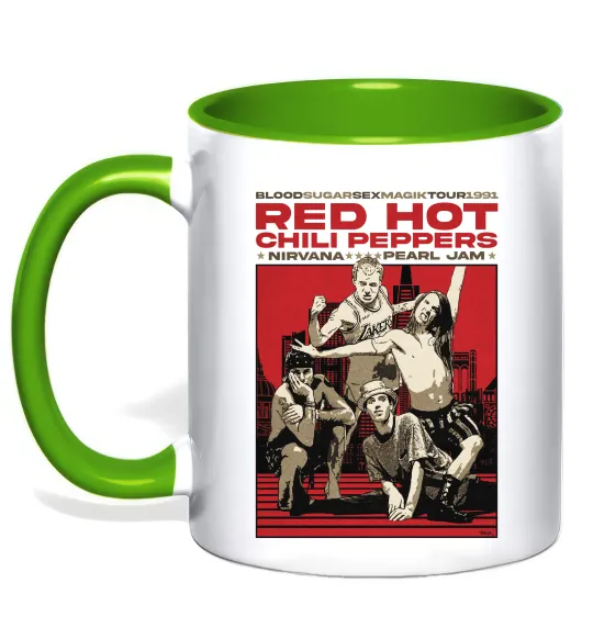 Чашка з кольоровою ручкою RHCP 1991 tour Лаймовий фото