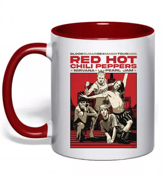 Чашка с цветной ручкой RHCP 1991 tour Красный фото