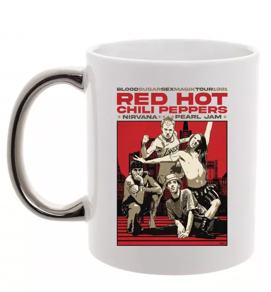 Чашка с цветной ручкой RHCP 1991 tour Серебро фото