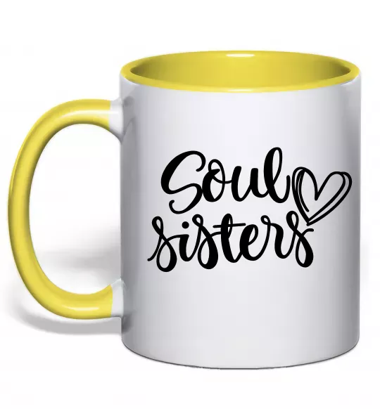 Чашка с цветной ручкой Soul sisters Солнечно желтый фото
