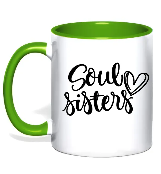 Чашка з кольоровою ручкою Soul sisters Лаймовий фото