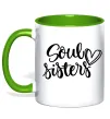 Чашка з кольоровою ручкою Soul sisters Лаймовий фото