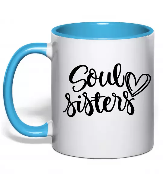Чашка с цветной ручкой Soul sisters Голубой фото
