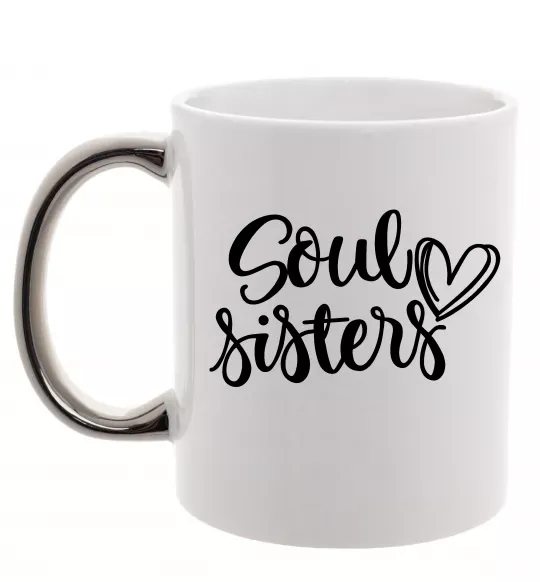 Чашка с цветной ручкой Soul sisters Серебро фото