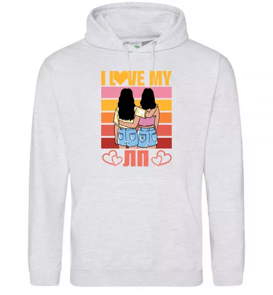 Женская толстовка (худи) I love my ЛП Серый меланж фото