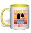 Чашка с цветной ручкой I love my ЛП Солнечно желтый фото