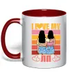 Чашка с цветной ручкой I love my ЛП Красный фото