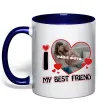 Чашка з кольоровою ручкою I love my best friend Глибокий темно-синій фото