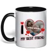 Чашка з кольоровою ручкою I love my best friend Чорний фото