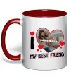 Чашка з кольоровою ручкою I love my best friend Червоний фото