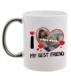 Чашка з кольоровою ручкою I love my best friend Срібло фото