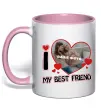 Чашка з кольоровою ручкою I love my best friend Ніжно рожевий фото