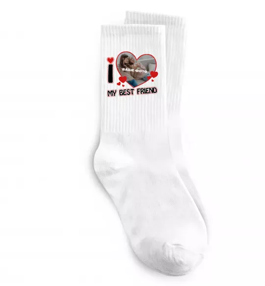 Шкарпетки I love my best friend Білий фото
