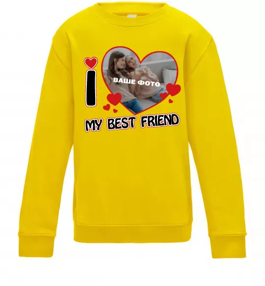 Дитячий світшот I love my best friend Сонячно жовтий фото