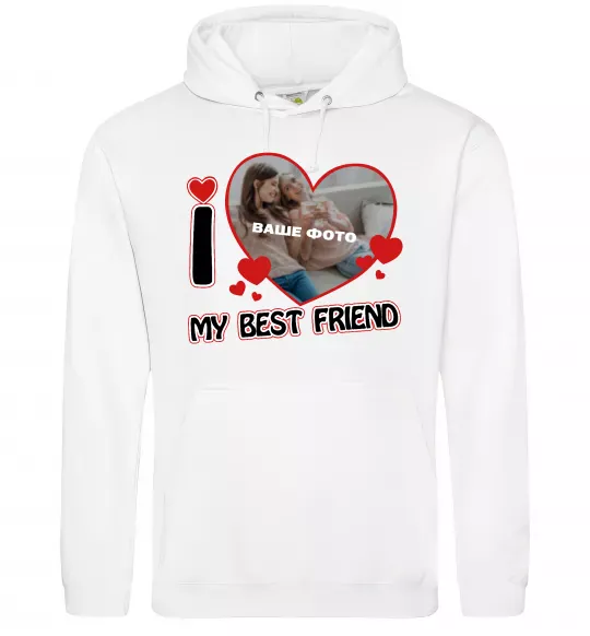 Жіноча толстовка (худі) I love my best friend Білий фото