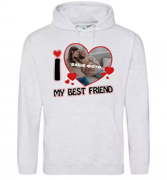 Жіноча толстовка (худі) I love my best friend Сірий меланж фото