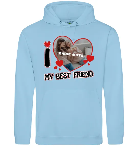 Жіноча толстовка (худі) I love my best friend Блакитний фото