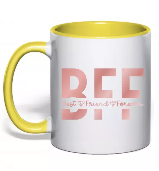 Чашка з кольоровою ручкою BFF Сонячно жовтий фото