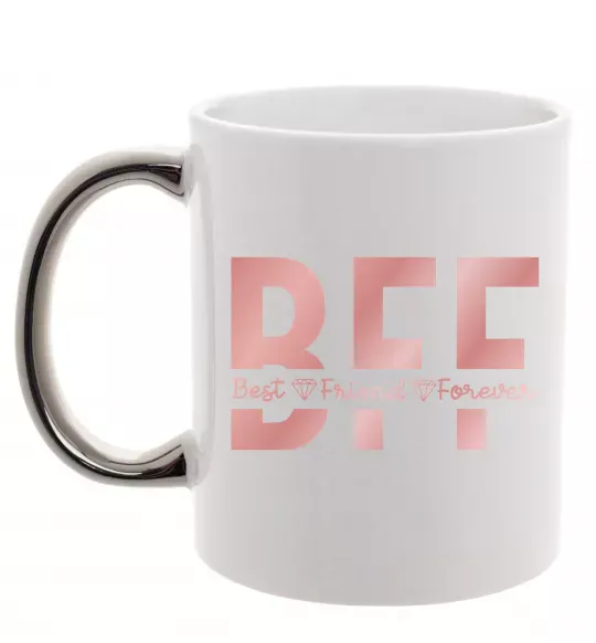 Чашка з кольоровою ручкою BFF Срібло фото