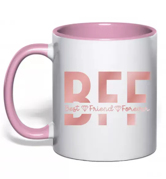 Чашка з кольоровою ручкою BFF Ніжно рожевий фото